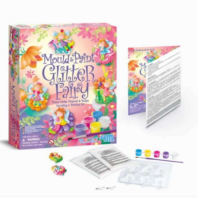 MOULD &amp; PAINT GLITTER FAIRY PLASTER FRIDGE MAGNET&amp;PAINT KIT