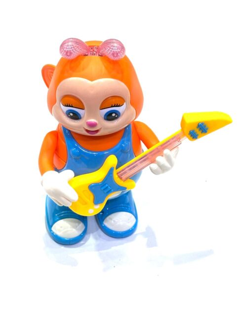 Musical toy cat figurine with guitar