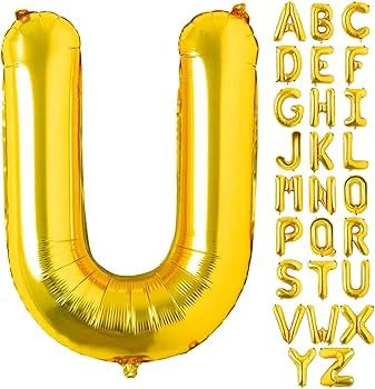 Gold Helium Foil Balloons Letters