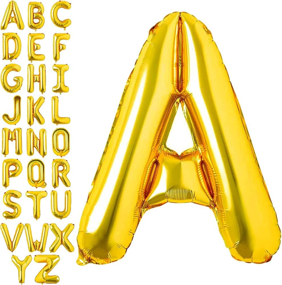 Gold Helium Foil Balloons Letters