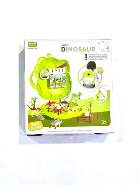 Lovely Dinosaur 3-in-1 Educational Toy Set, 29 Pieces, Backpack Design, Ages 3+, Green