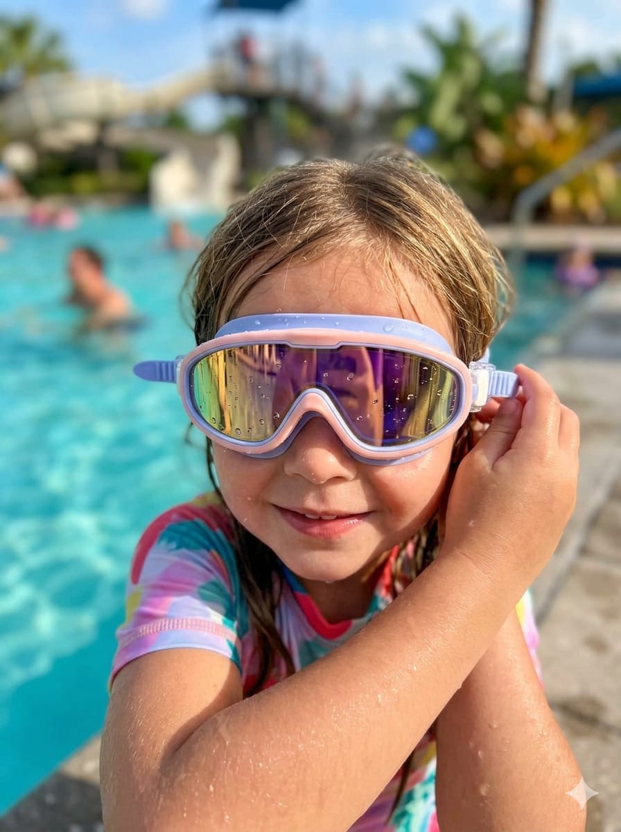 Kids' Panoramic Anti-Fog Swimming Goggles with Mirrored Lenses