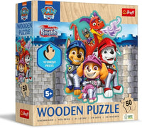 Trefl - Wooden Puzzle: Paw Patrol, The Adventures with Paw Patrol - 50 Pieces, Wooden Puzzle, Irregular Shapes, 10 Figures, for Children