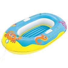 Bestway 34009 Happy Crustacean Junior Inflatable Boat with Sea Animals Print - Orange and Yellow