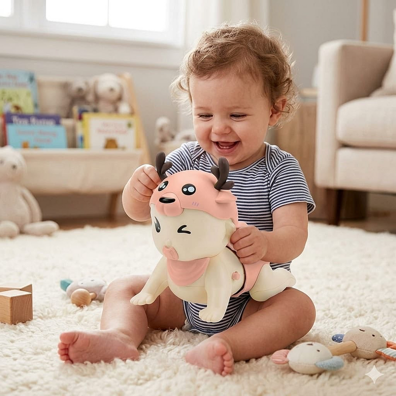 Crawling Baby Doll with Antlers