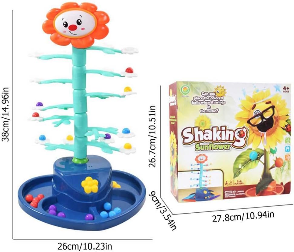 Shaking Sunflower game unboxed with colored balls and parts
