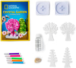 Crystal Garden kit contents with tree shapes and markers