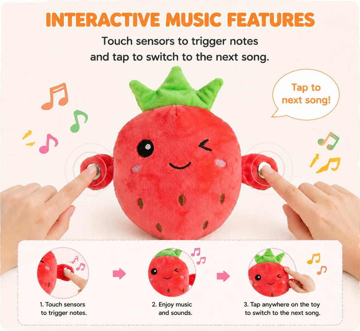 Unboxed interactive fruit plush toy