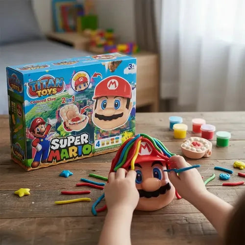 Unboxed view of the Super Mario 2-in-1 modeling dough dentist & hairdressing set