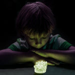 Child using the glow-in-the-dark crystal growing kit