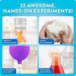 Included lab tools: beakers, test tubes, goggles, droppers and more