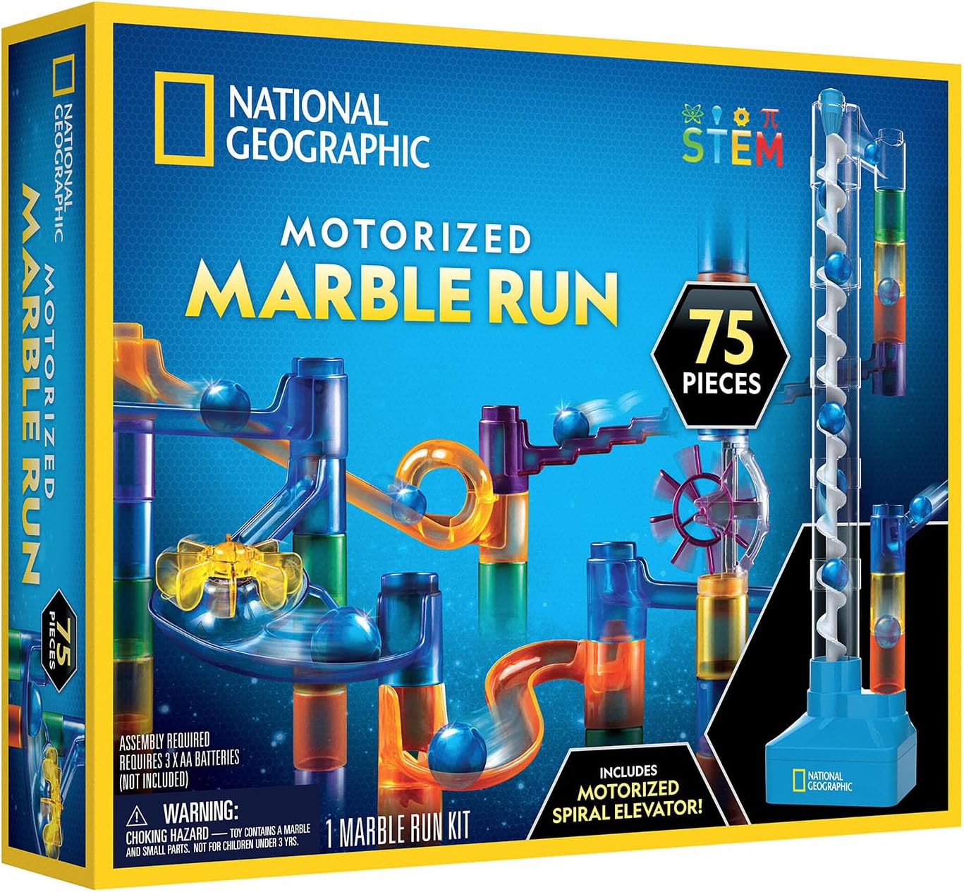 Blue Marble marble run with motorized spiral elevator set packaging