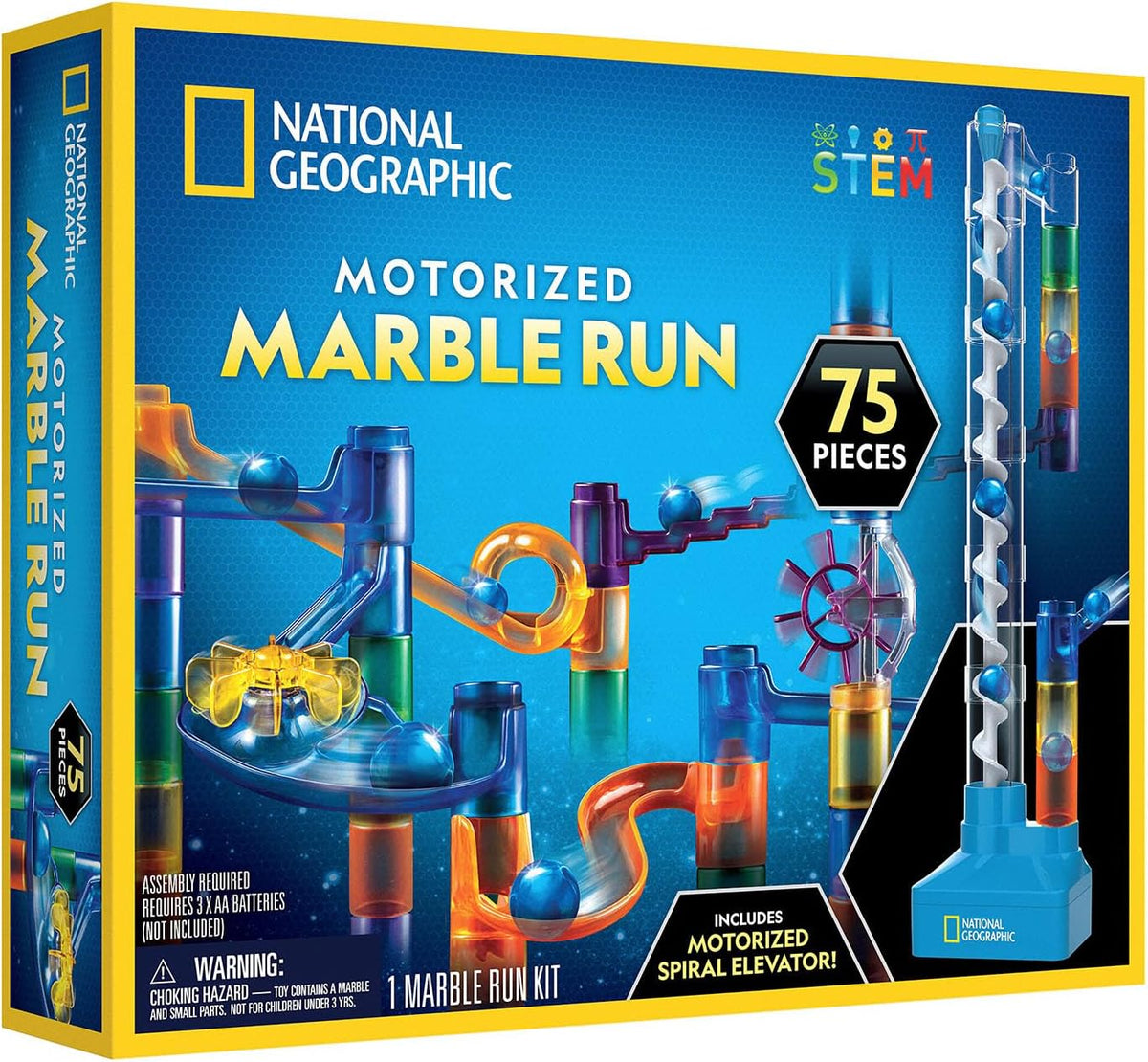 Blue Marble marble run with motorized spiral elevator set packaging