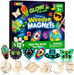 JOYIN glow-in-the-dark wooden magnets paint kit - 12 designs