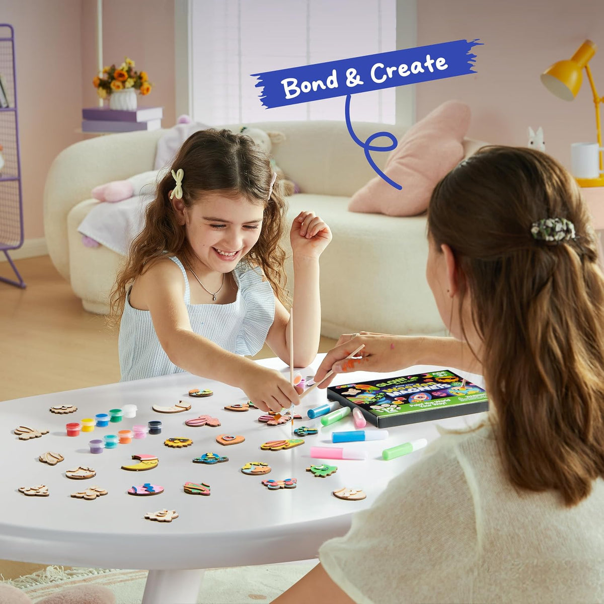 Glow-in-the-dark wooden magnets for kids