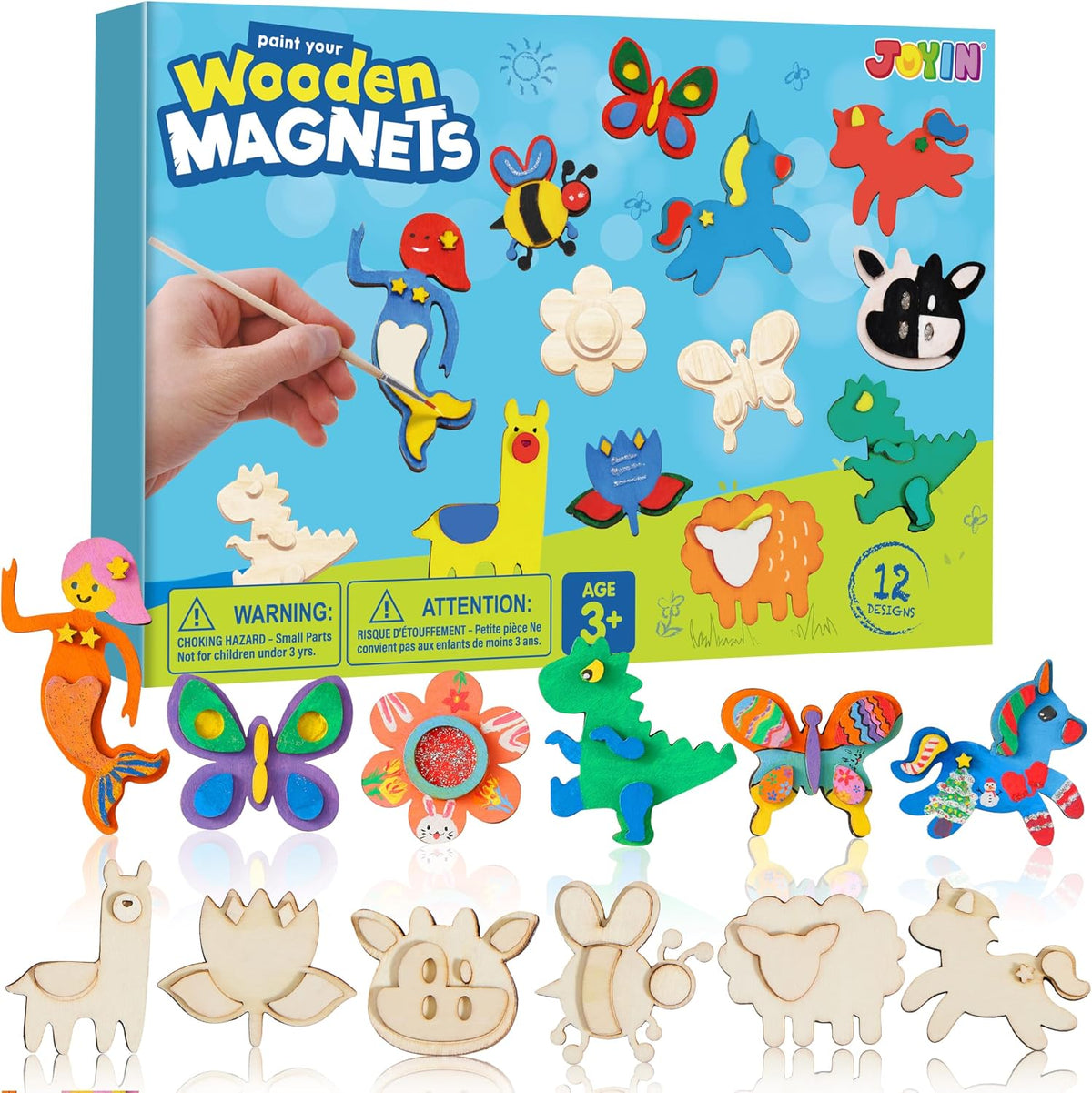 Joyin wooden magnet painting kit with paints and brushes