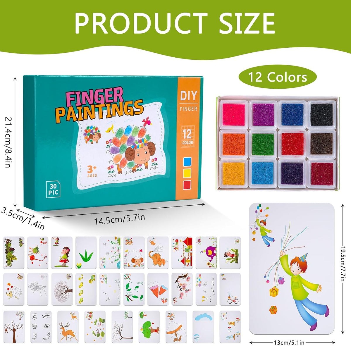 Finger Painting Set with 12 Colors and 30 Cards