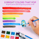 Klever Kits Glow-in-the-Dark Watercolor Animal Coloring Set
