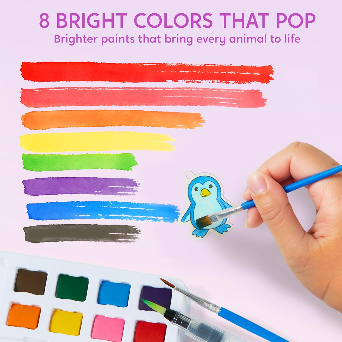 Klever Kits Glow-in-the-Dark Watercolor Animal Coloring Set