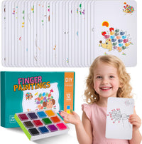 Finger painting set with 12 colors and 30 picture cards