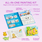 Watercolor paint blocks and pre-cutouts included in the set