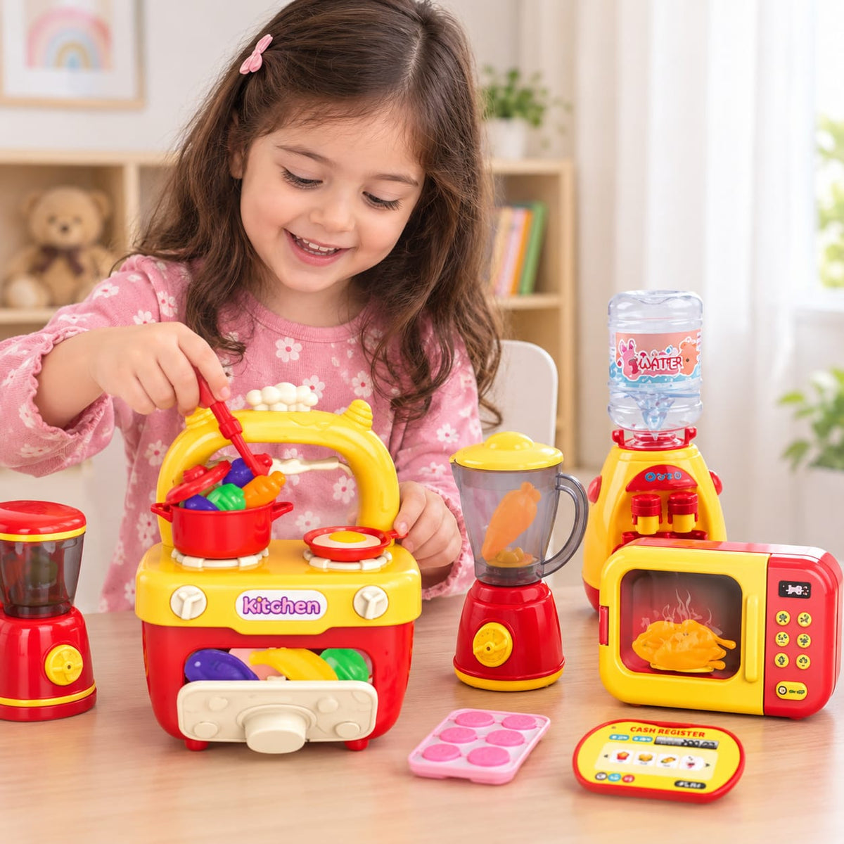 Fun Kitchen microwave with digital display and on/off button