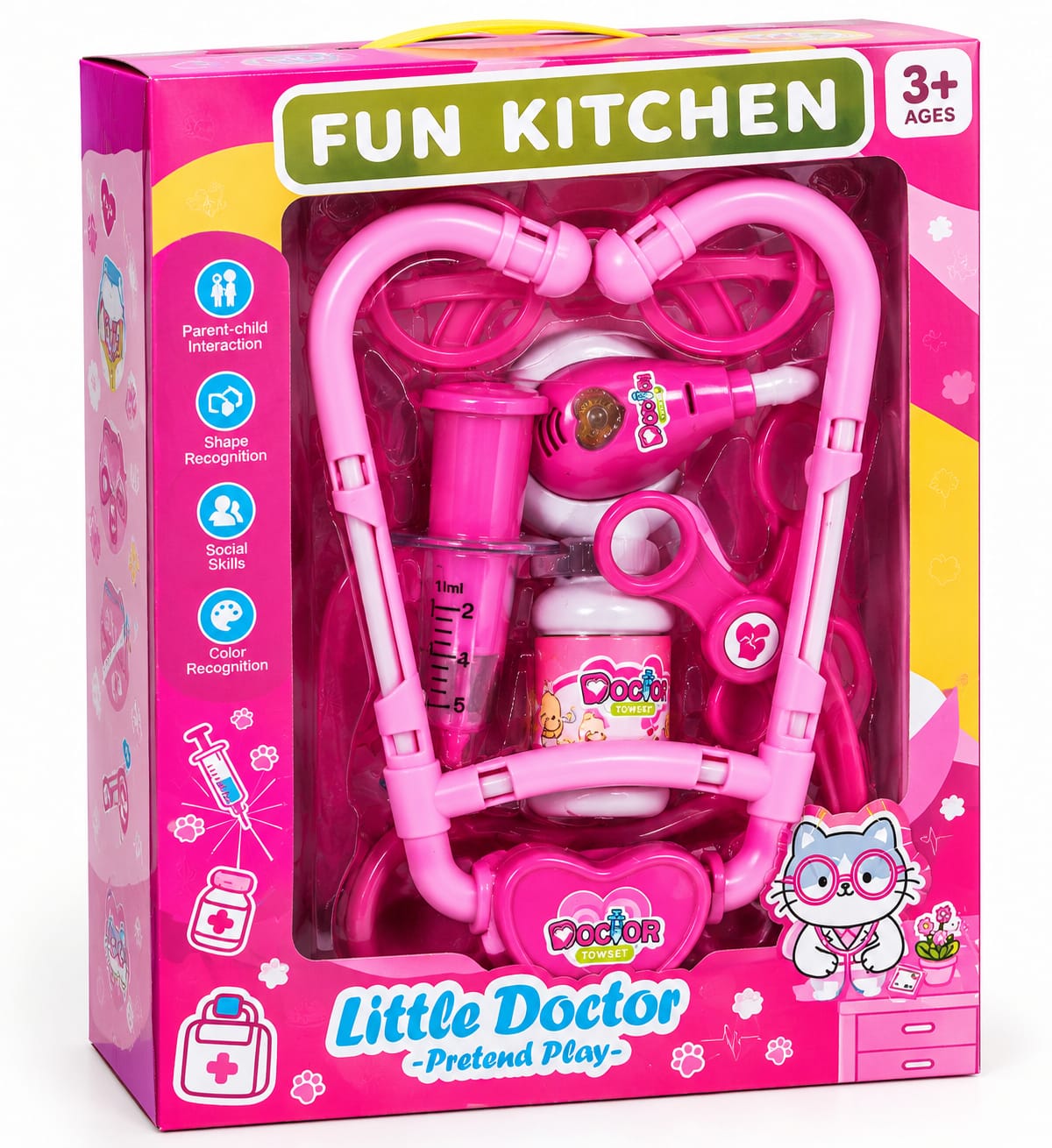 Pink 96-piece doctor role-play set with carry case