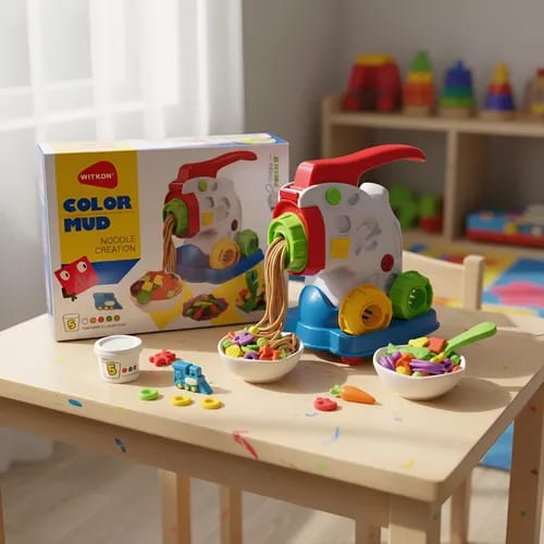 Modeling dough noodle-making set with shaping machine and tools