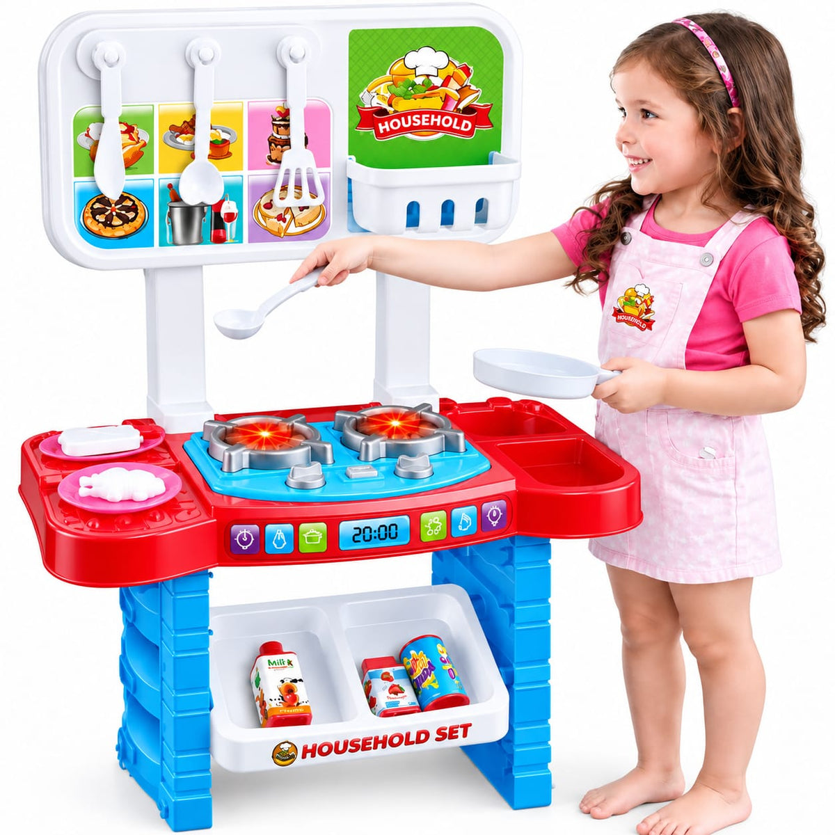 25-Piece Kids' Kitchen Playset with Lights and Sounds