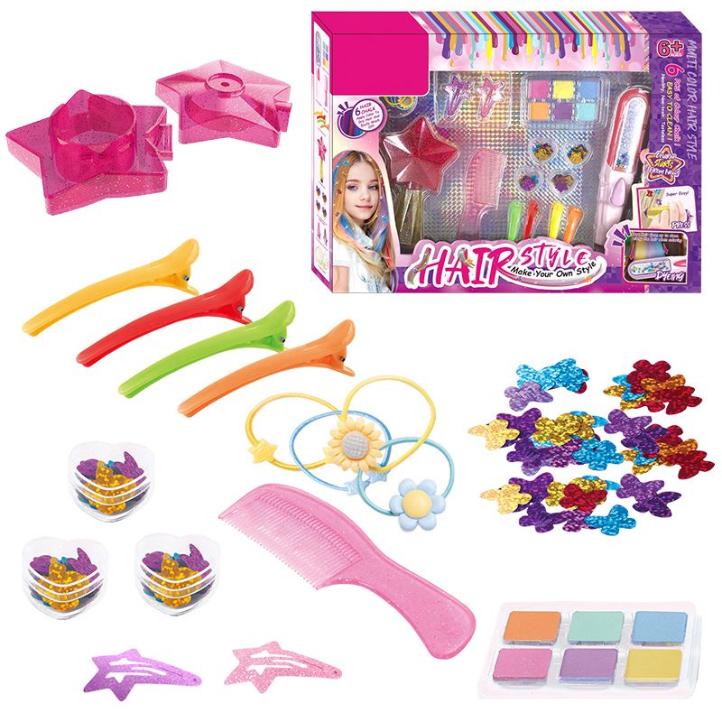 Girls' hair styling set with hair dye machine and 6-color hair chalk