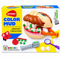 Dentist modeling clay play set with five colors and dental tools