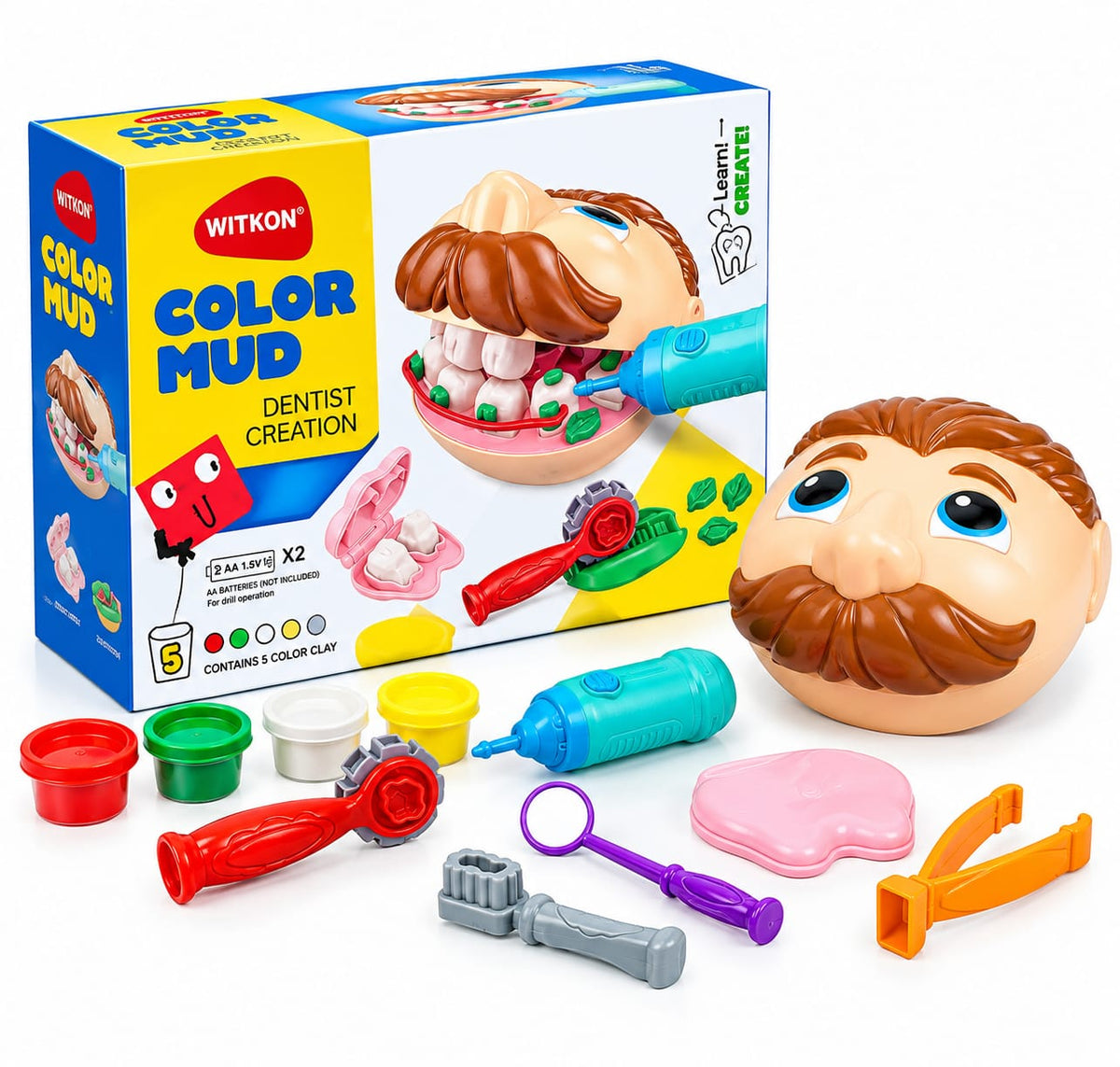 Dentist Modeling Clay Play Set, 5 Colors