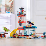 Four-floor marine animal rescue center with mini figures and animal figures
