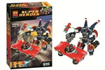 BELA Super Heroes building set 10674 with buildable mech and red car