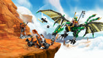 Green dragon with foldable fabric wings and forked tail