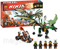 Green energy dragon and Sky Pirates watchtower building set
