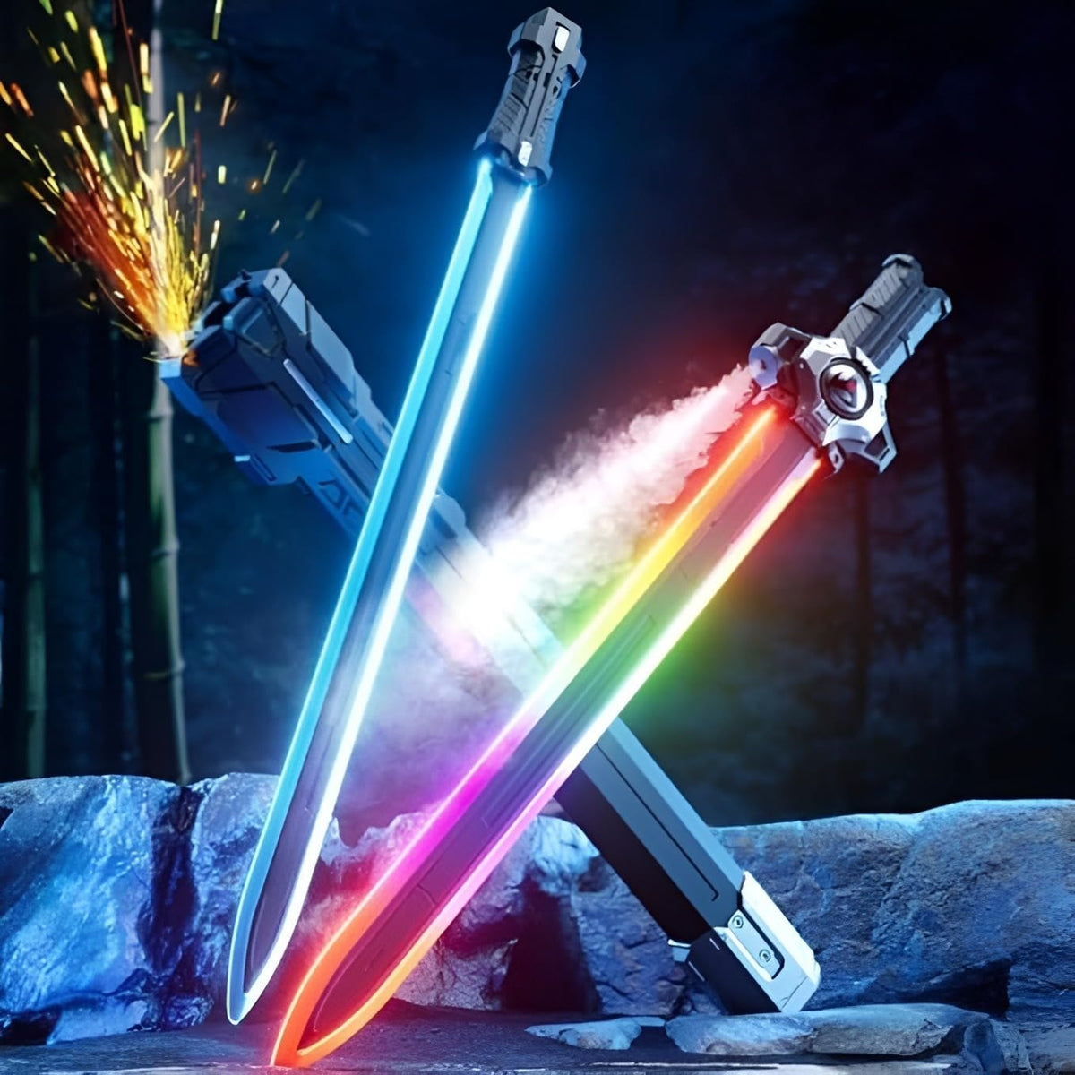 Toy sword showing its draw-out inner sword and sheath