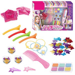 Kids hair chalk styling set with six colors and accessories