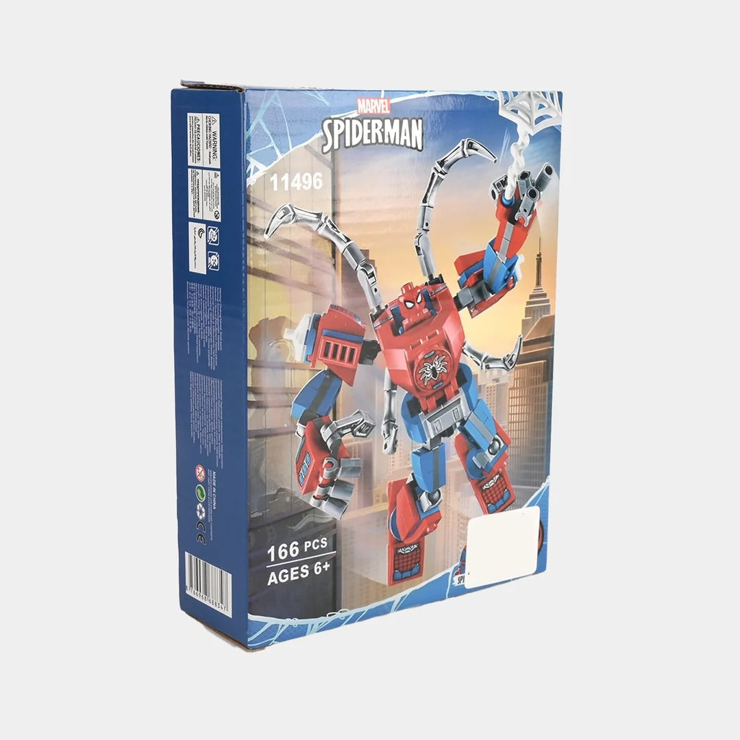 Spider-Man building set contents: buildable mech/robot and small figure