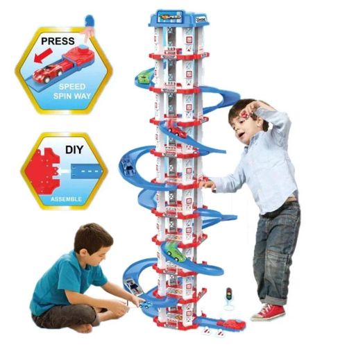 Paw Patrol 10-Floor Car Track Set with 3 Cars, 105 Pieces