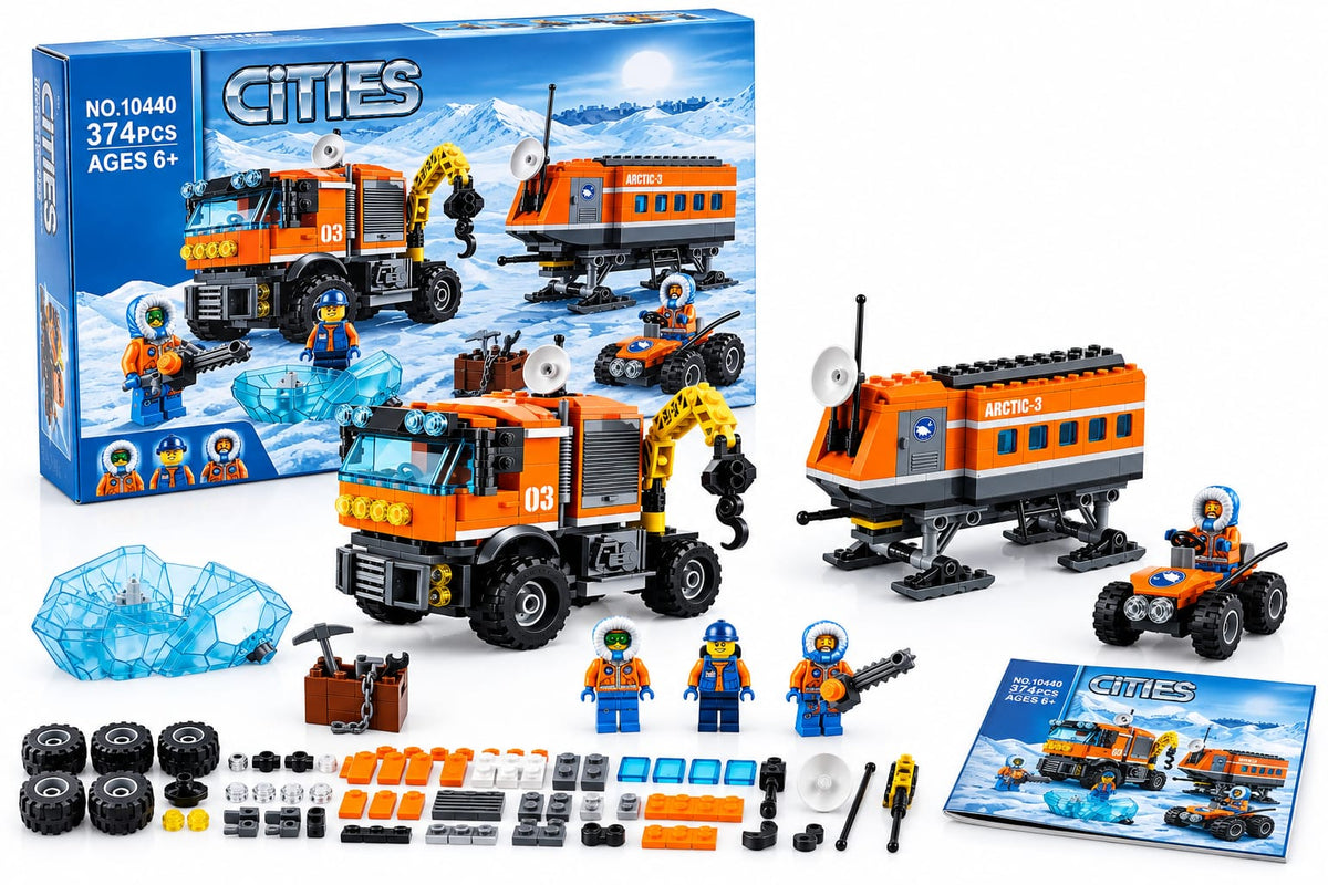 Arctic Vehicle and Station Building Set, 374 Pieces