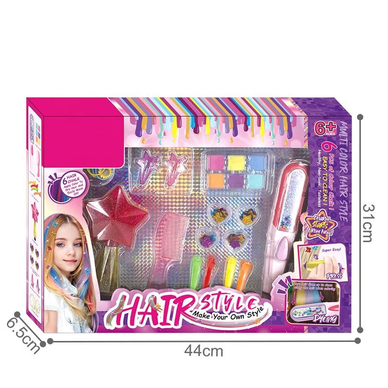 Hair Chalk Styling Set with 6 Colors and Accessories