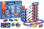 PAW Patrol six-floor parking garage track set with three cars