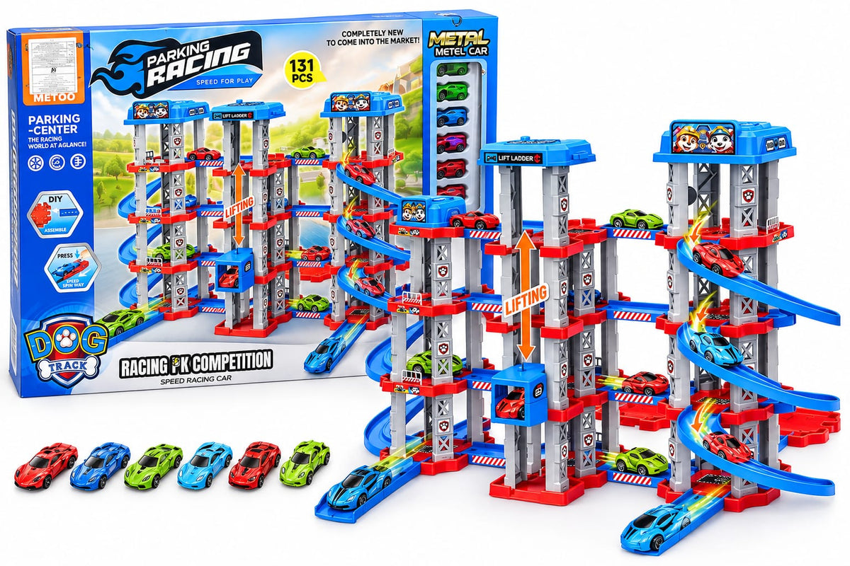Paw Patrol multi-level parking and racing track set