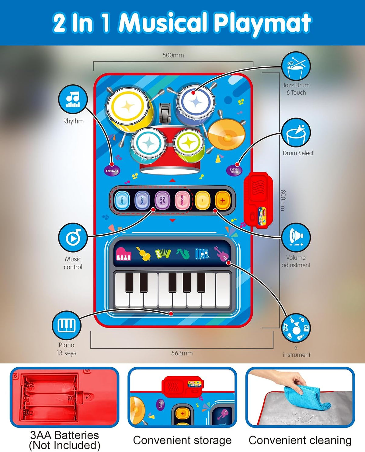 Ozen Star Piano and Drum Musical Play Mat