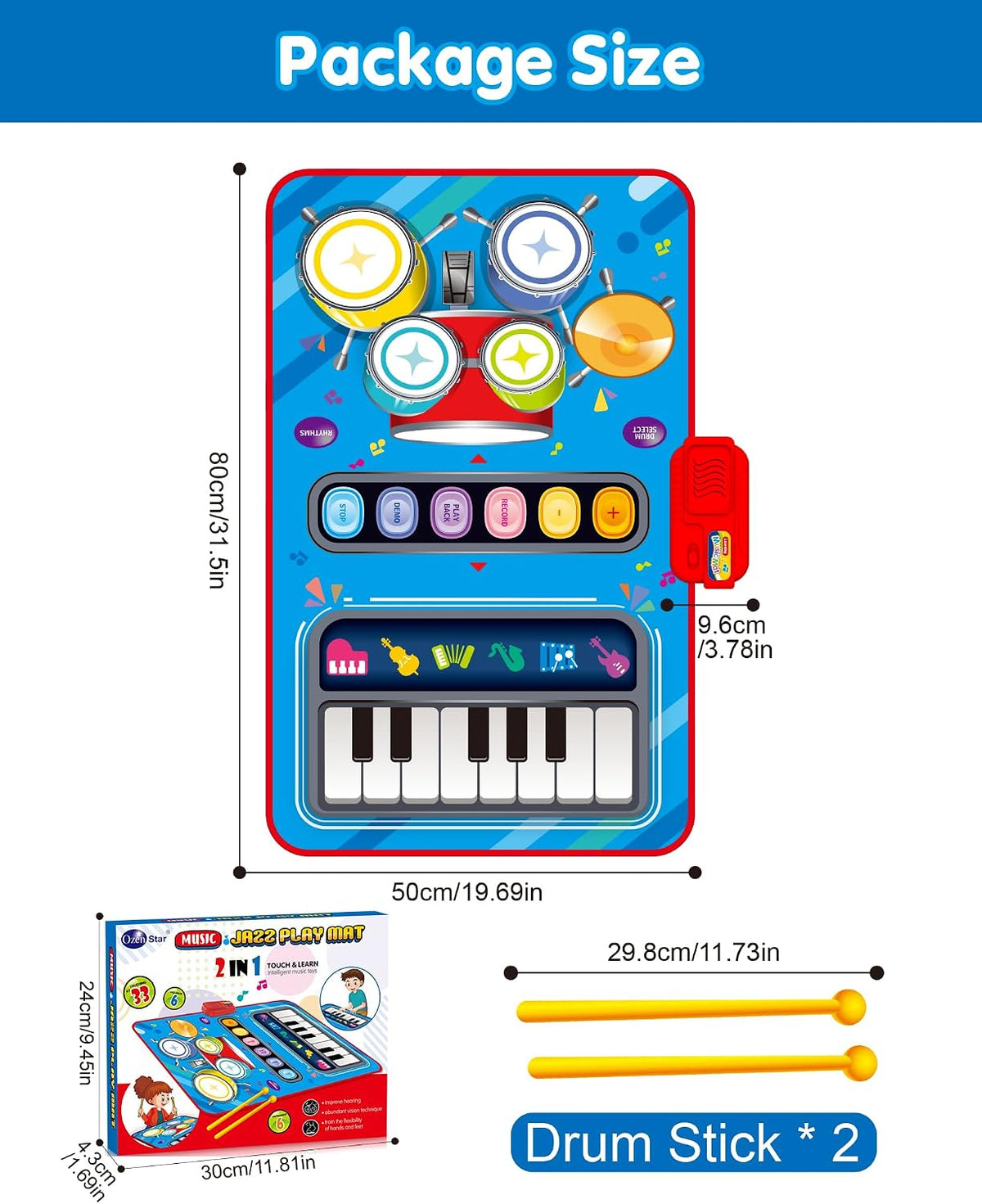 Ozen Star Piano and Drum Musical Play Mat