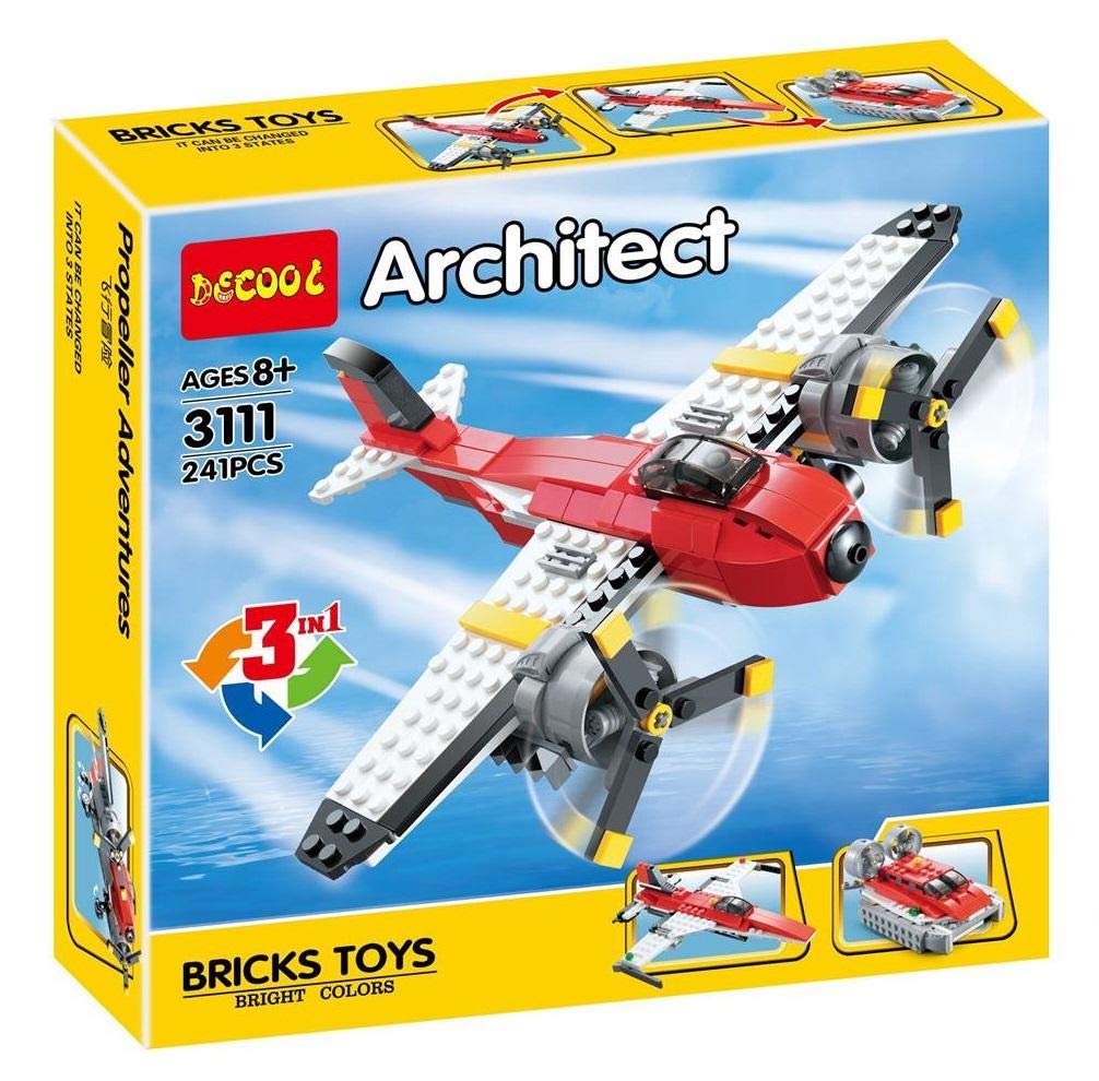 Decool 3-in-1 Aircraft Building Set, 241 Pieces