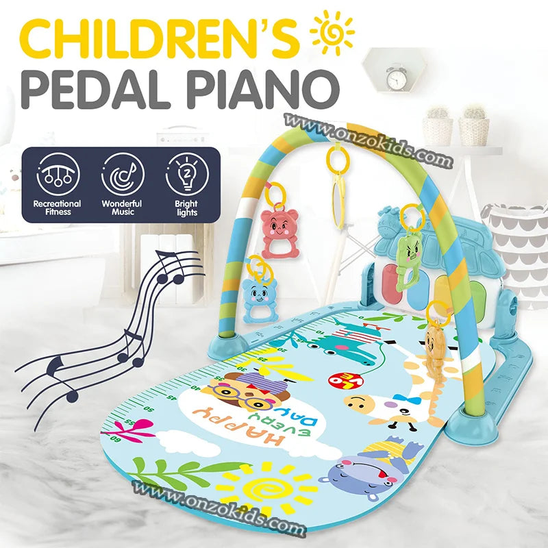 Detachable piano with lights and play modes for infant activity gym