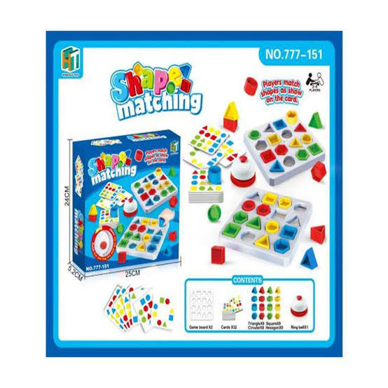 Shape Matching Board Game with Bell, 2–4 Players, Ages 3+