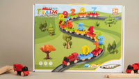 Digital number train track set with numbered pieces from 0 to 9